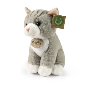 Rappa Plush cat sitting grey 23 cm SOFT COLLECTION, ECO-FRIENDLY